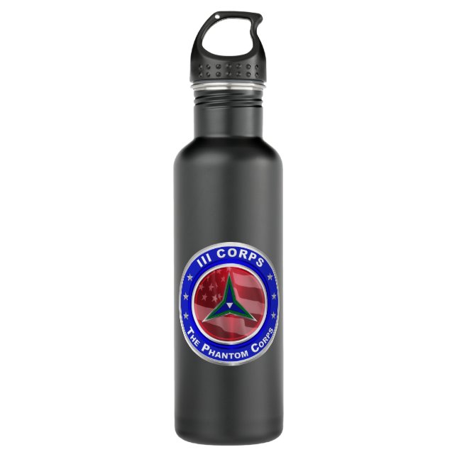 III Corps Phantom Corps  Stainless Steel Water Bottle (Front)