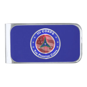 III Corps Veteran Silver Finish Money Clip