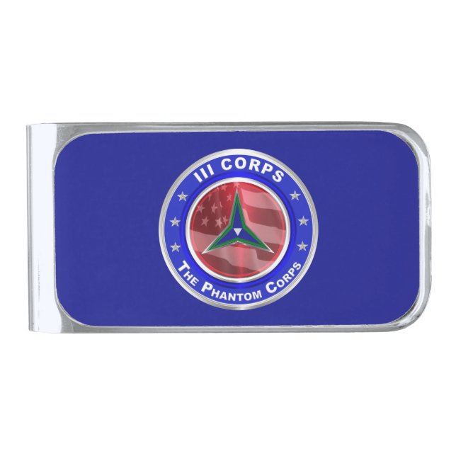 III Corps Veteran  Silver Finish Money Clip (Front)