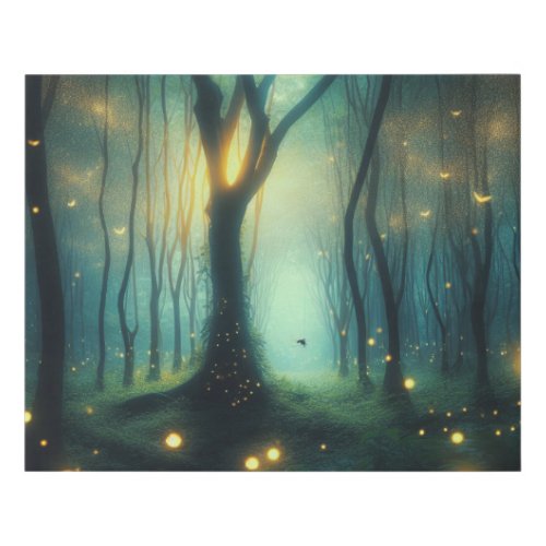 IIluminated Forest Fireflies Canvas Wall Art