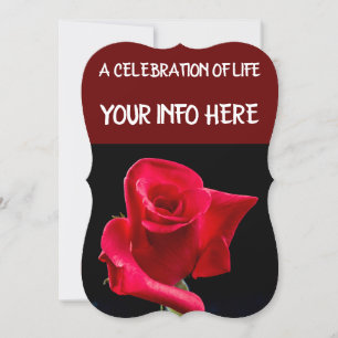 IIN CELEBRATION OF LIFE FUNERAL CARDS, RED ROSE INVITATION