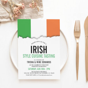 Iirish Themed Cuisine Party Flag White Invite