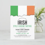 Iirish Themed Cuisine | Party Flag White Invite (Standing Front)