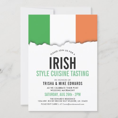 Iirish Themed Cuisine  Party Flag White Invite