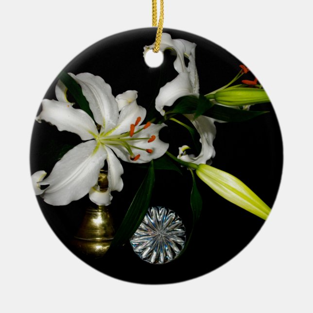 Iirsh Design -Brass and Flower Collection Ceramic Ornament (Front)