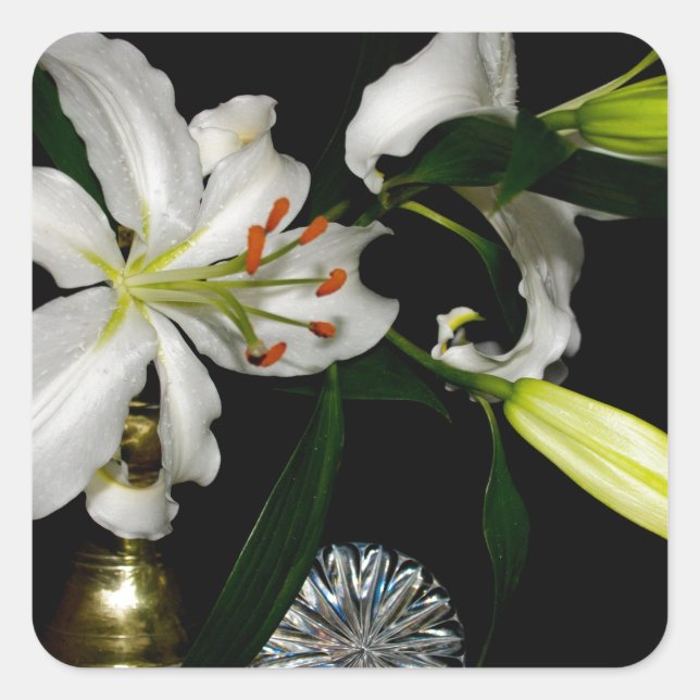 Iirsh Design -Brass and Flower Collection Square Sticker (Front)