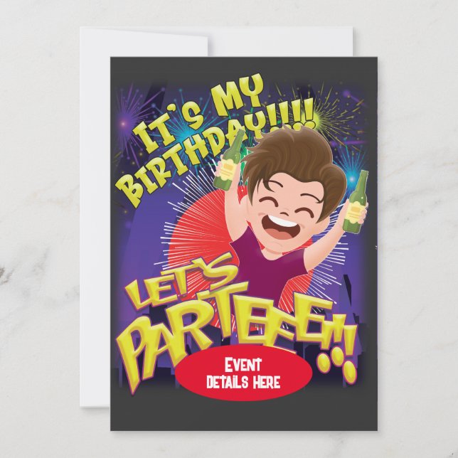 IIt's my Birthday - Let's Parteeee! nvitation Invitation (Front)