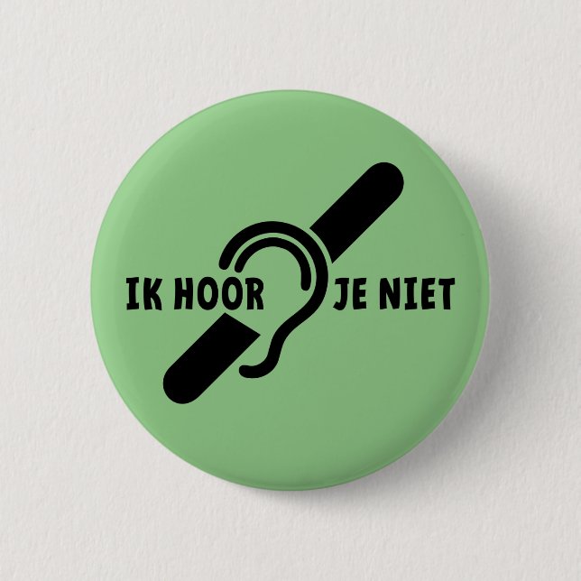 Ik ben doof. Doven, slechthorend. Lip lezen Ronde Button (Front)