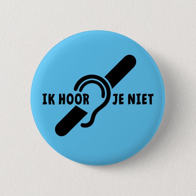 Ik ben doof. Doven, slechthorend. Lip lezen Ronde  Button (Front)