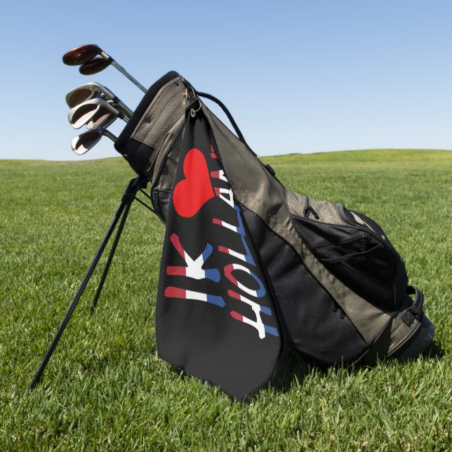 Ik Heart Holland overlay on bk gtcnt Golf Towel (Green)