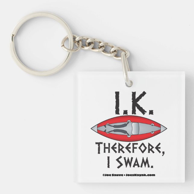 IK Therefore I Swam Inflatable Kayak Keychain (Front)
