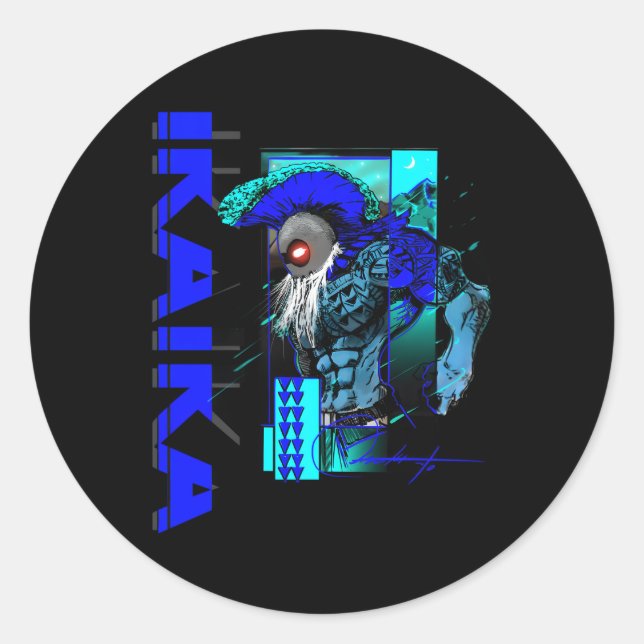 Ikaika Warrior By Micahmoto Blue Edition Classic Round Sticker (Front)