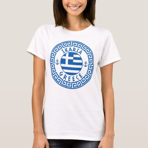 Ikaria Greece Flag Womens T_Shirt