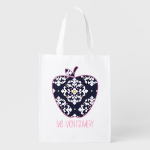Ikat Apple Teacher Reusable Grocery Bag