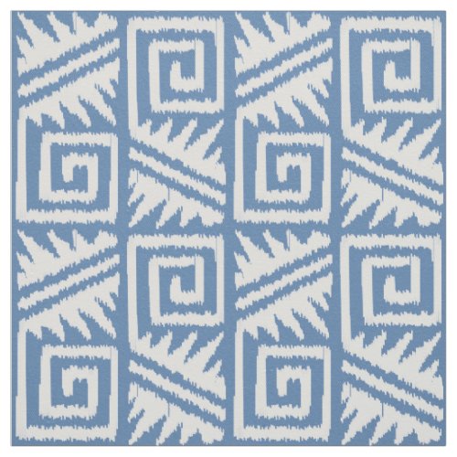 Ikat Aztec _ Chambrey Blue and White Fabric