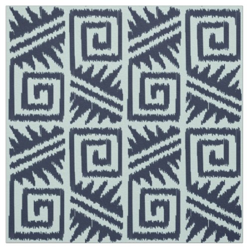 Ikat Aztec _ Dark Indigo Blue and Chambrey Fabric