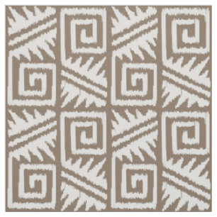 Ikat Aztec - Light Taupe and White Fabric