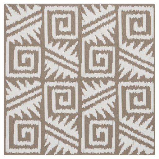 Ikat Aztec - Light Taupe and White Fabric