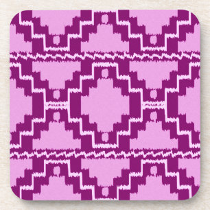 Ikat Aztec Pattern - Amethyst Purple and Violet Coaster