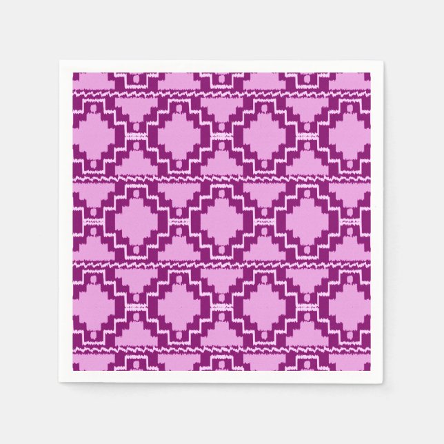 Ikat Aztec Pattern - Amethyst Purple and Violet Napkins (Front)