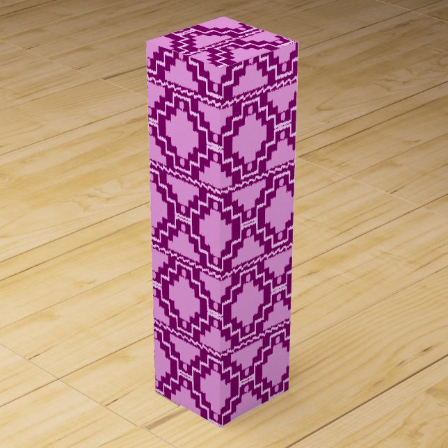 Ikat Aztec Pattern - Amethyst Purple and Violet Wine Box (Front)