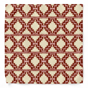 Ikat Aztec Pattern - Beige, Burgundy and Pink Bandana