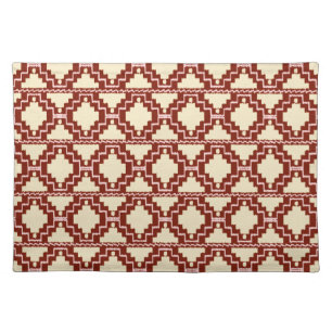 Ikat Aztec Pattern - Beige, Burgundy and Pink Cloth Placemat