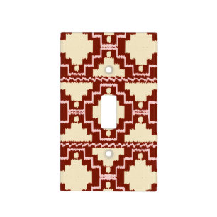 Ikat Aztec Pattern - Beige, Burgundy and Pink Light Switch Cover