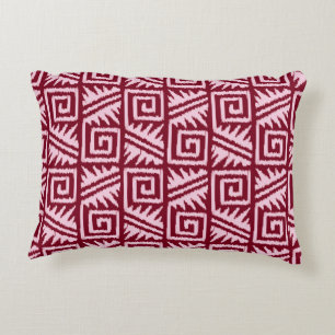 Ikat Aztec Pattern - Burgundy and Pink Decorative Pillow