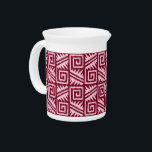 Ikat Aztec Pattern - Burgundy and Pink Drink Pitcher<br><div class="desc">Classic Aztec tribal pattern with a striated,  Ikat woven texture - Light rose pink on a dark burgundy wine background</div>