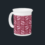 Ikat Aztec Pattern - Burgundy and Pink Drink Pitcher<br><div class="desc">Classic Aztec tribal pattern with a striated,  Ikat woven texture - Light rose pink on a dark burgundy wine background</div>