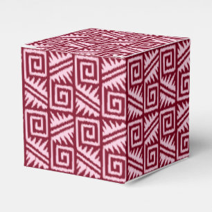 Ikat Aztec Pattern - Burgundy and Pink Favor Boxes