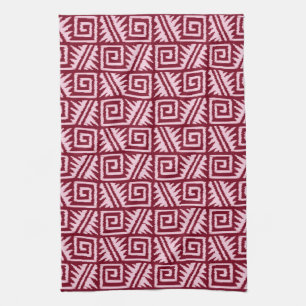 Ikat Aztec Pattern - Burgundy and Pink Kitchen Towel