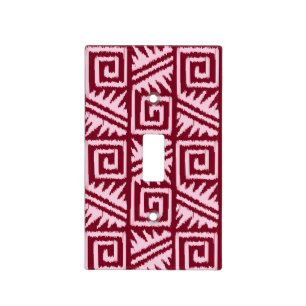 Ikat Aztec Pattern - Burgundy and Pink Light Switch Cover