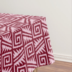 Ikat Aztec Pattern - Burgundy and Pink Tablecloth
