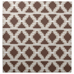 Ikat Aztec Pattern - Chocolate Brown and Taupe Cloth Napkin