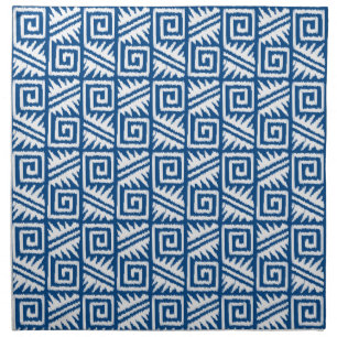 Ikat Aztec Pattern - Cobalt Blue and White Cloth Napkin