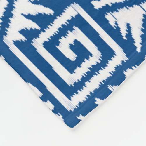 Ikat Aztec Pattern _ Cobalt Blue and White Fleece Blanket