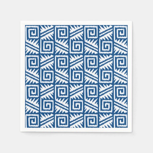 Ikat Aztec Pattern _ Cobalt Blue and White Paper Napkins