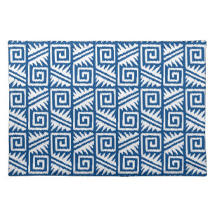 Ikat Aztec Pattern - Cobalt Blue and White Placemat