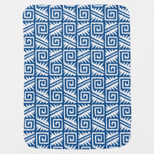 Ikat Aztec Pattern - Cobalt Blue and White Receiving Blanket