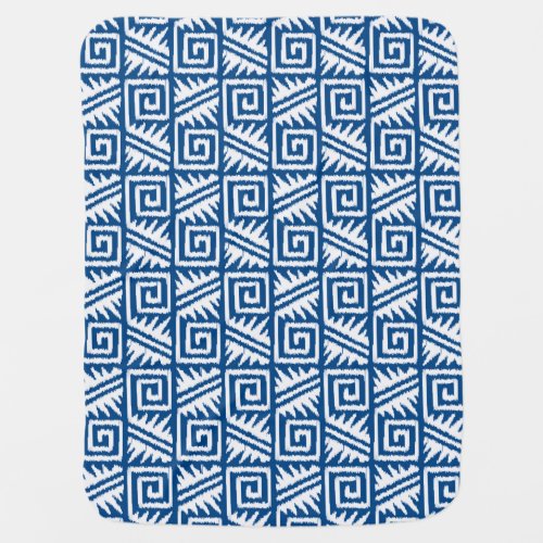 Ikat Aztec Pattern _ Cobalt Blue and White Receiving Blanket