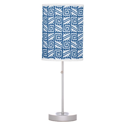 Ikat Aztec Pattern _ Cobalt Blue and White Table Lamp