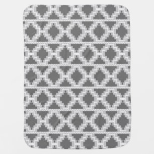 Ikat Aztec Pattern - Dark and light Grey / Gray Receiving Blanket