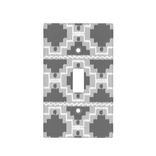 Ikat Aztec Pattern - Dark and light Grey / Gray Switch Cover (Front)