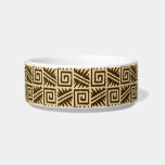 Ikat Aztec Pattern - Dark Brown and Tan Bowl<br><div class="desc">Classic Aztec tribal pattern with a striated,  Ikat woven texture - Dark chocolate brown on a camel tan background</div>