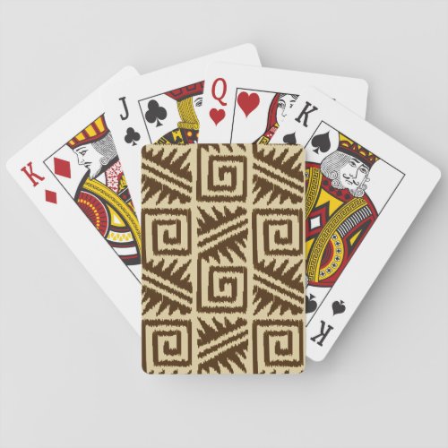 Ikat Aztec Pattern _ Dark Brown and Tan  Playing Cards