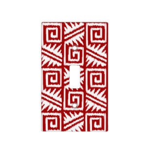Ikat Aztec Pattern - Dark Red and White Light Switch Cover