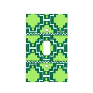 Ikat Aztec Pattern - Forest and Lime Green Light Switch Cover