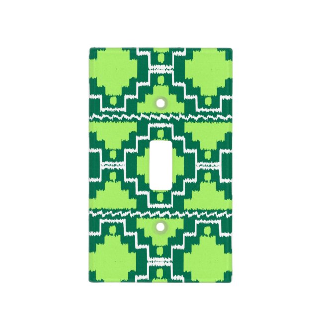 Ikat Aztec Pattern - Forest and Lime Green Light Switch Cover (Front)